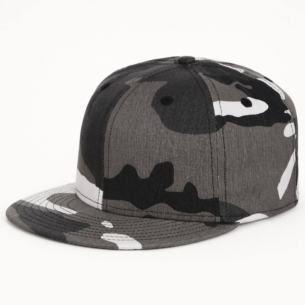 Manufacturer Blank Grey Camo Closed Back Snapback Cap for Hunting Outdoor Activities