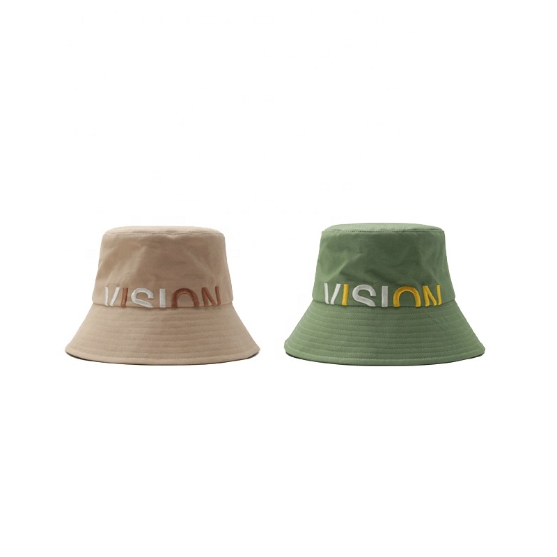 Wholesale Cotton Letter Embroidered Bucket Hats Fisherman Sun Fishing Hats, Multi‑Color Unisex Custom Logo Hats