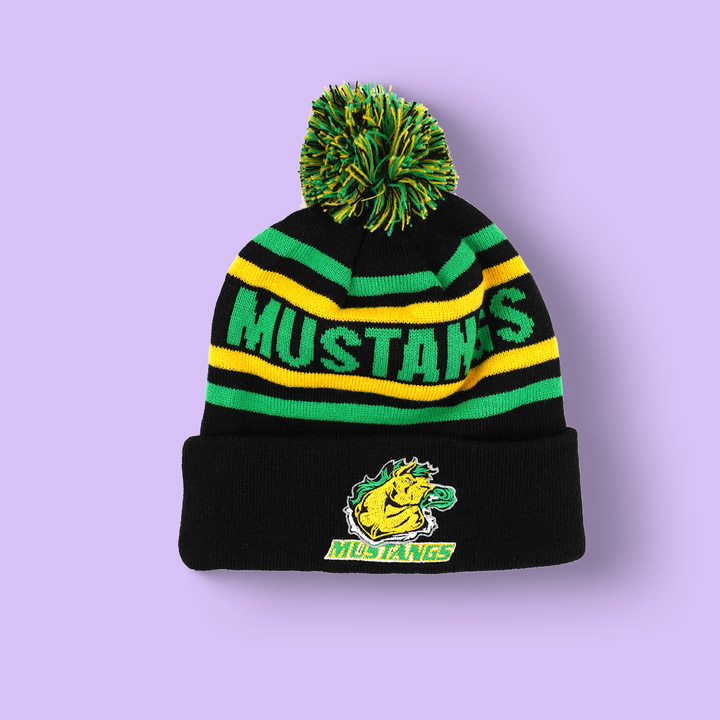 Custom Logo Winter Jacquard Pom Pom Hat With Top Ball Custom Jacquard Design Acrylic Knit Pom Beanie