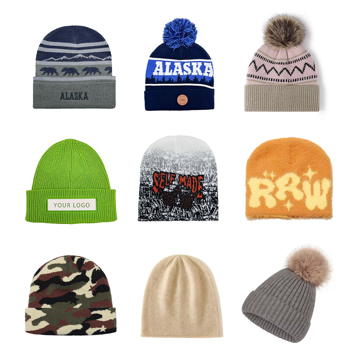 Wholesale Custom Logo Y2K Mohair Beanies | Soft Fluffy Star Jacquard Knit Hats | OEM ODM Premium Mink Fur Winter Headwear