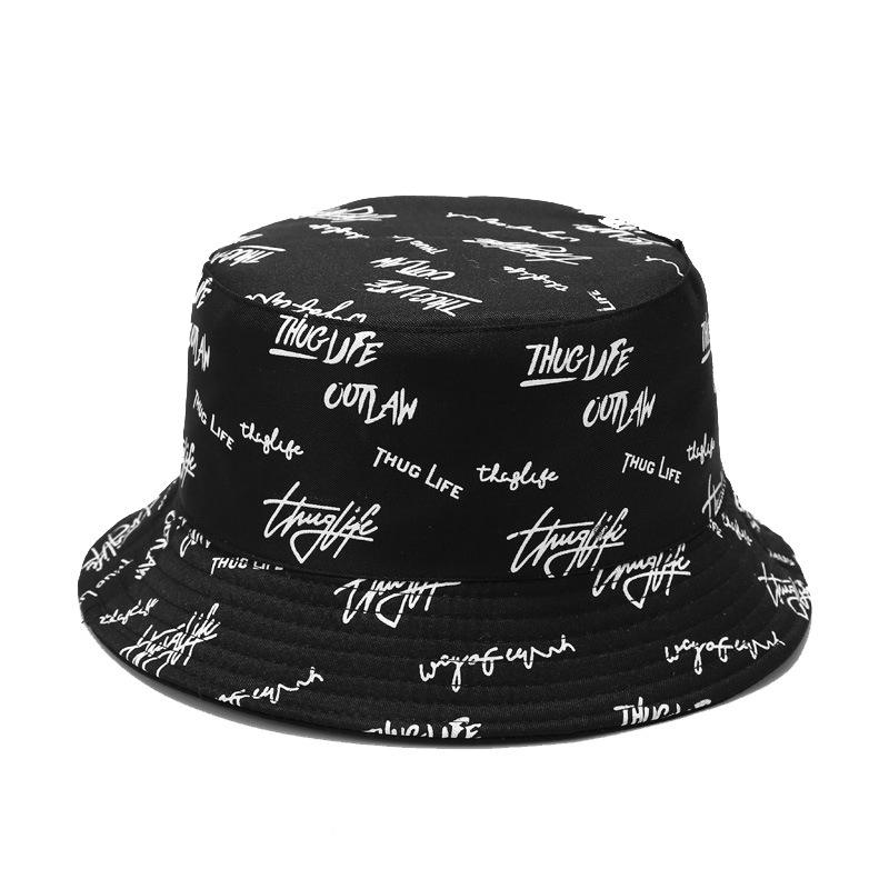 OEM ODM Custom Logo Embroidered Thug Life Fashion Bucket Hat All Over Printed Reversible Chapeau Bob Hat for Streetwear Hip Hop Daily Outdoor Use