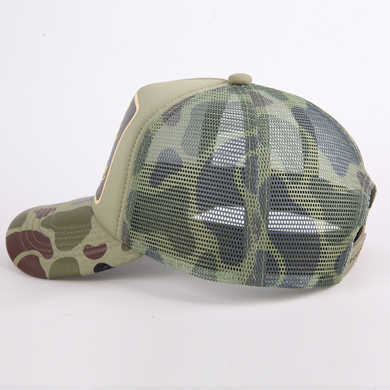 Factory Wholesale Custom High Quality 5 Panel Personalized Hat Digital Print Camo Trucker Cap