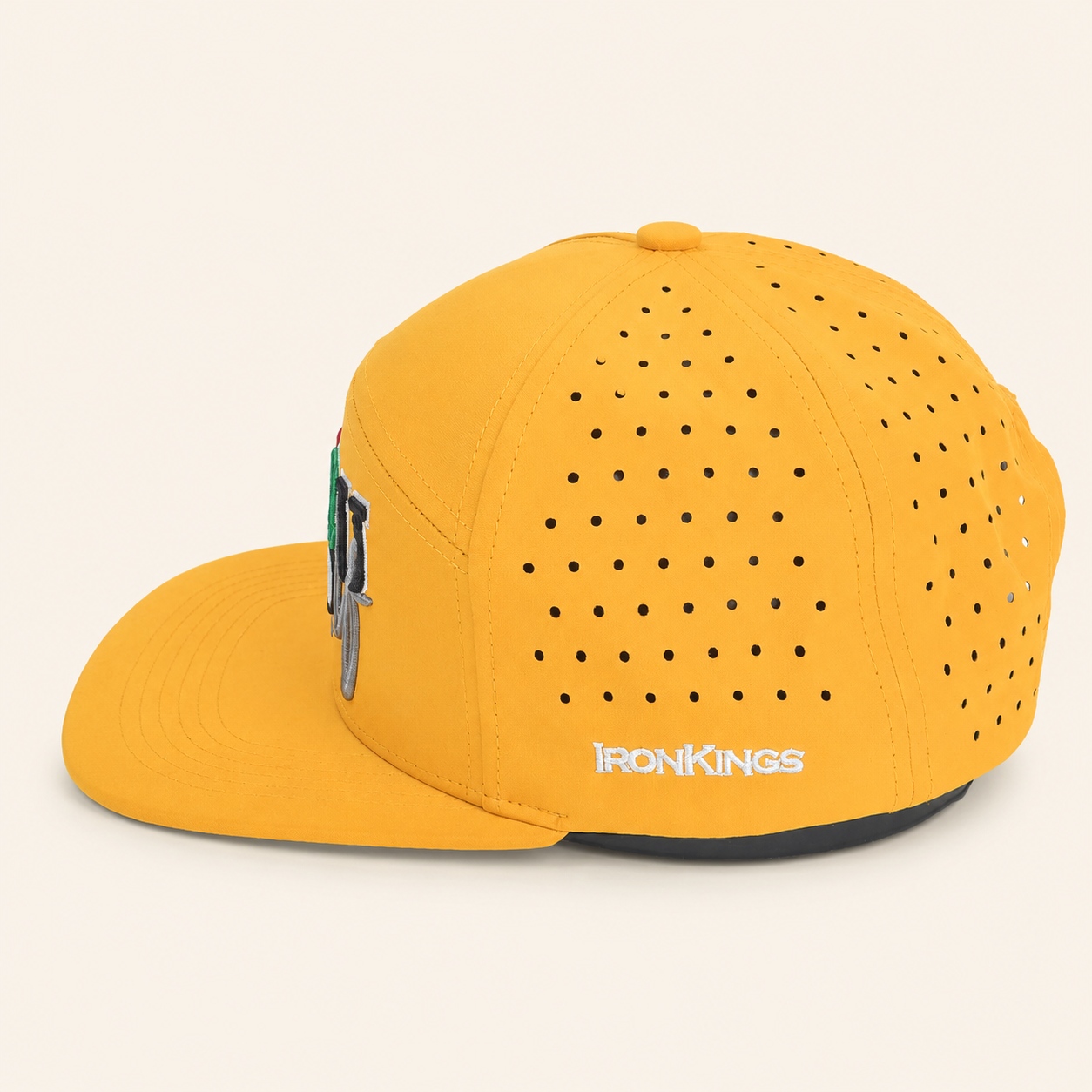 ODM Bulk Laser Ventilated Performance Fabric Flat Snapback Caps Custom Logo for HBCU Golf Teams