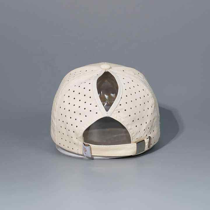 Wholesale Waterproof Ponytail Trucker Hat | 6-Panel Laser Perforated Women’s Sport Baseball Cap
