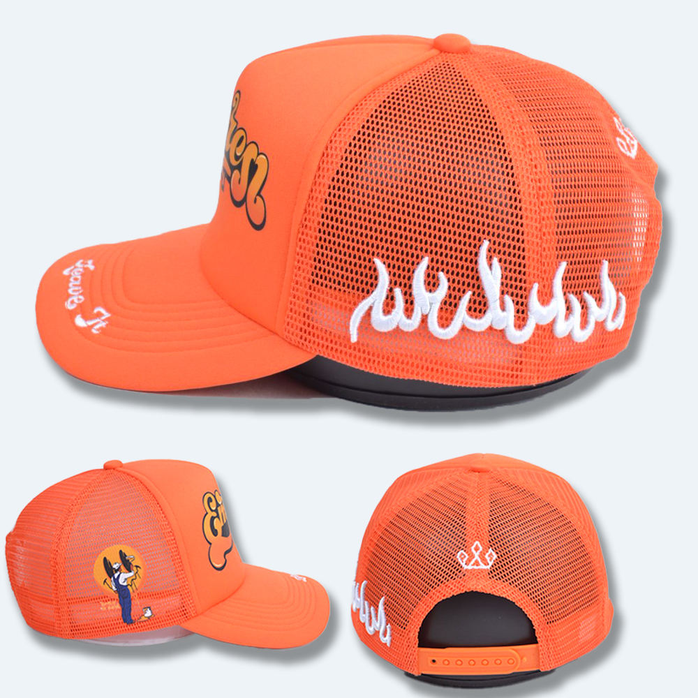 Bulk 5-Panel Foam Mesh Trucker Hat | Custom Logo Embroidery Golf Baseball Cap Wholesale