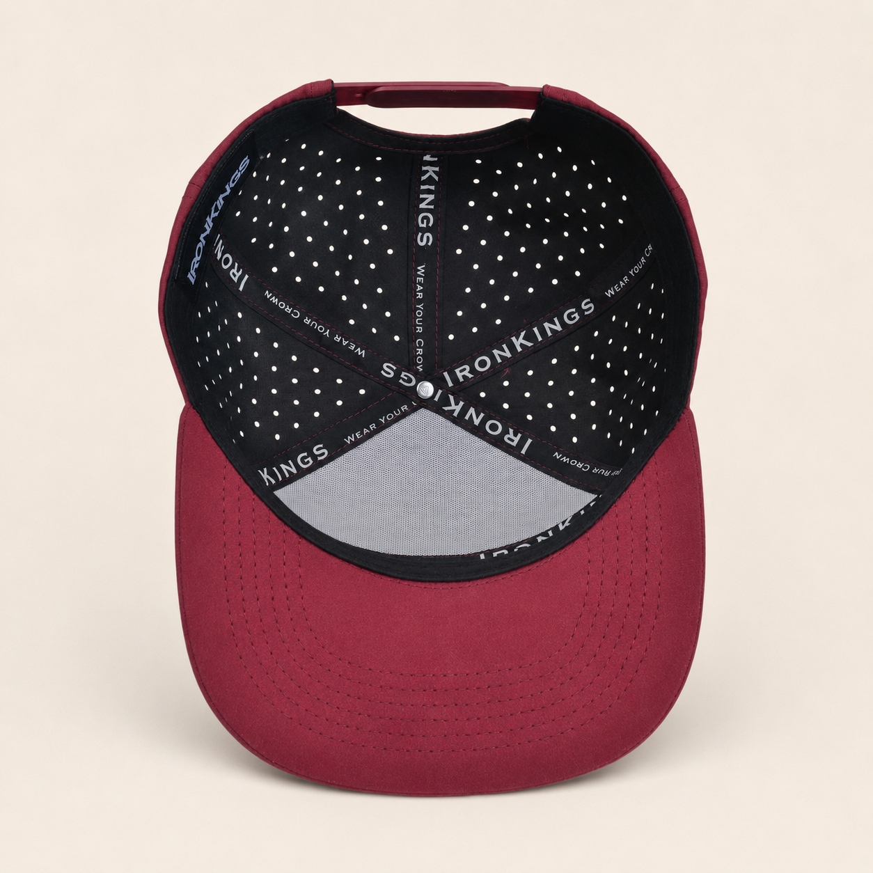 Factory Price Laser Ventilated Water Resistant Burgundy Snapback Caps with 3D Color Embroidery
