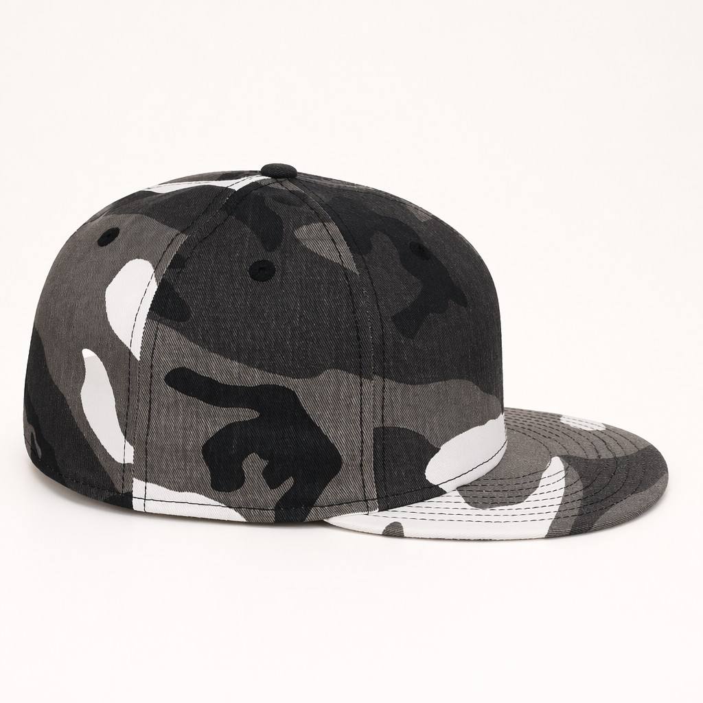 Manufacturer Blank Grey Camo Closed Back Snapback Cap for Hunting Outdoor Activities