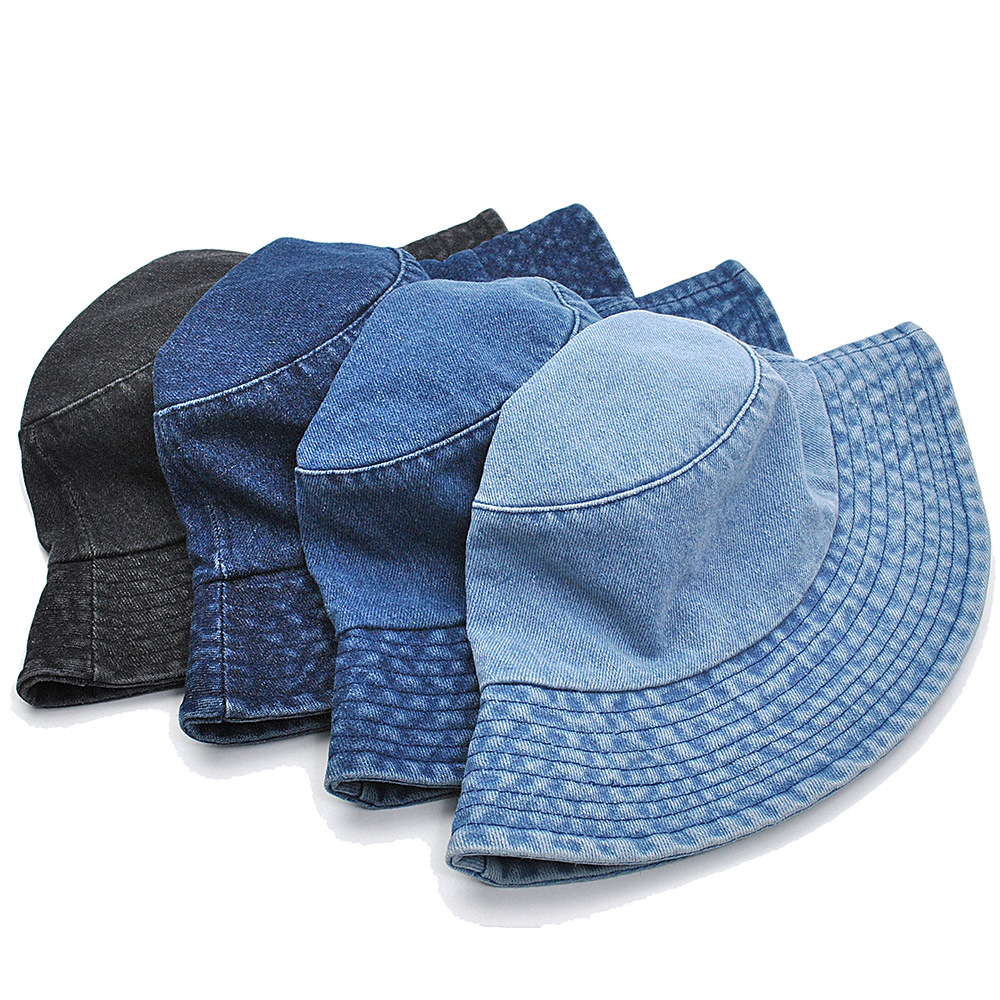 Wholesale Washed Denim Multi‑Color Bucket Hats Fisherman Sun Hats, Unisex Vintage Custom Logo Hats