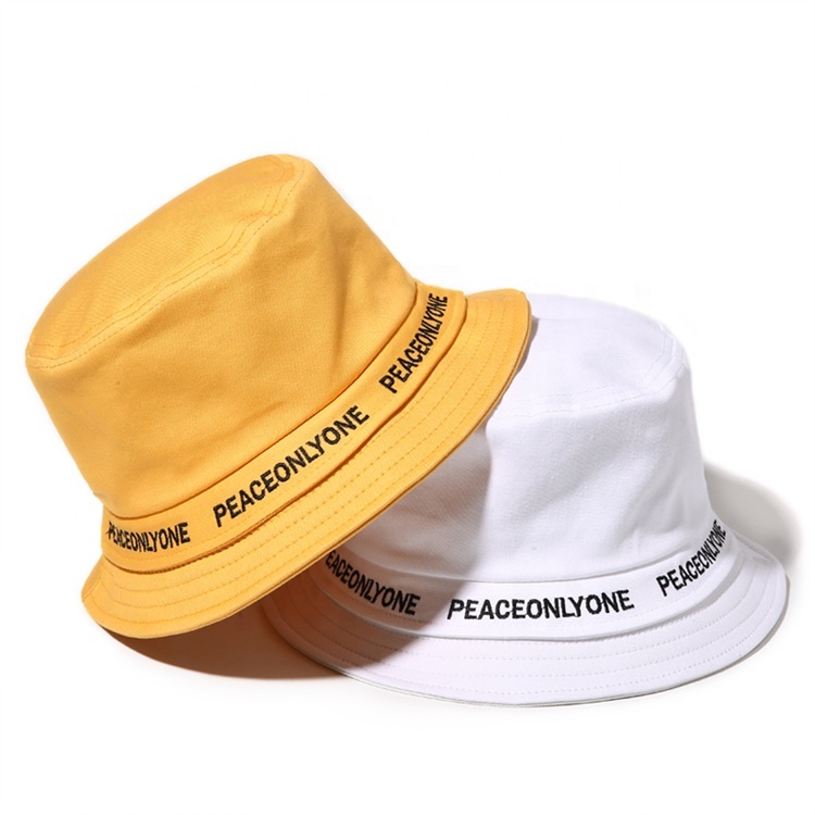 Wholesale Cotton Letter Embroidered Bucket Hats Fisherman Sun Fishing Hats, Multi‑Color Unisex Custom Logo Hats