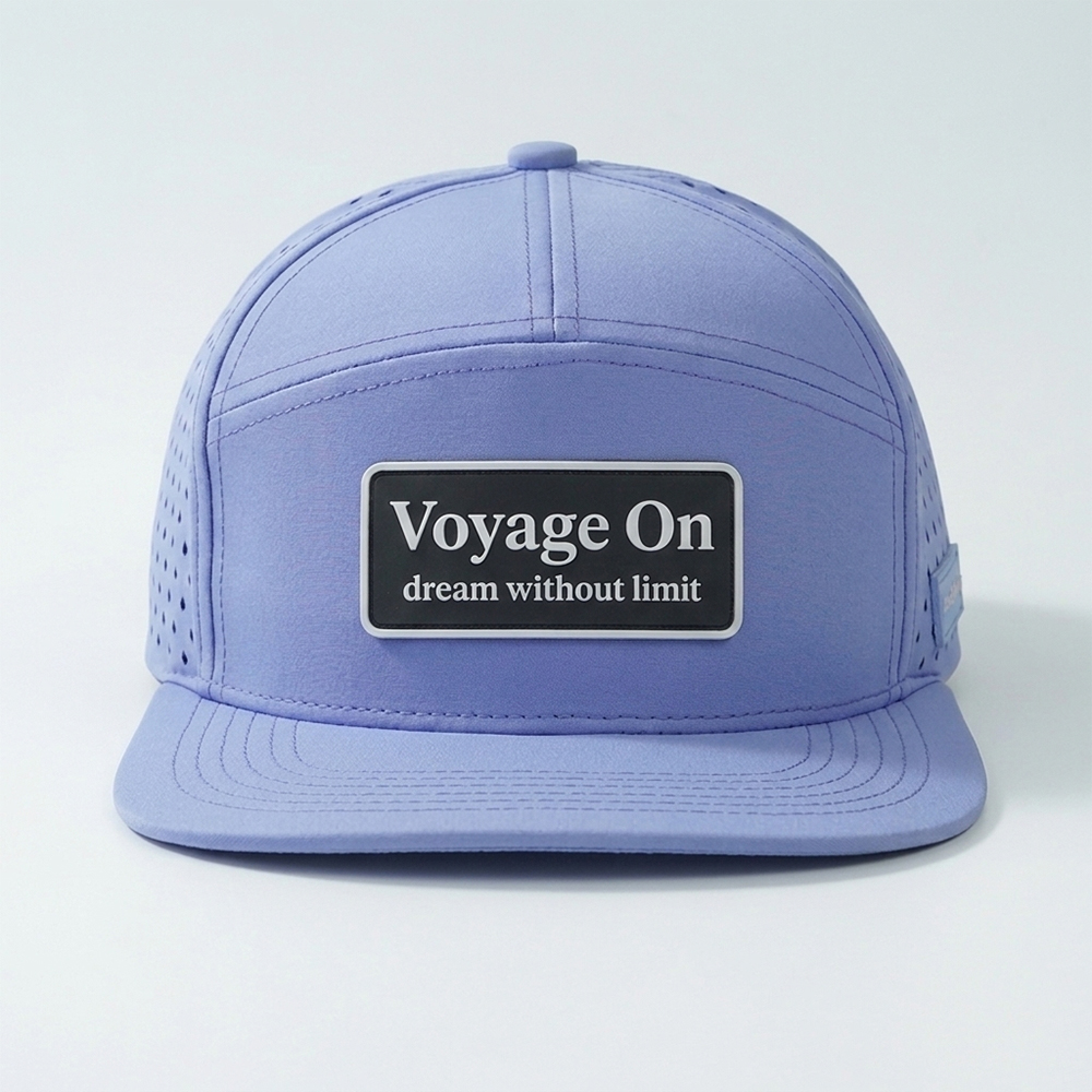ODM Bulk Quick Dry Laser Ventilated Lavender Snapback Caps Custom Rubber Logo for Travel Streetwear