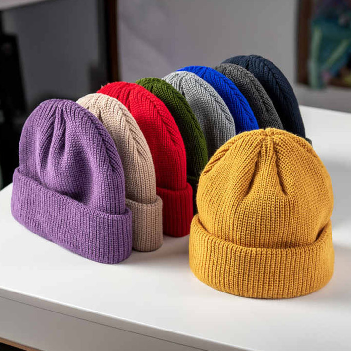 2022 Wholesale Warm Winter Knit Beanies Hat Man And Woman Acrylic Blank Custom Logo Knit Cuff Beanie