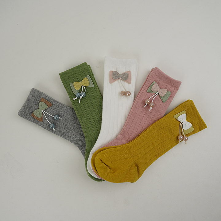 2023 Baby Summer young Girls Big Bow Knee High Long Soft Cotton Lace Baby Socks bow100% Cotton Socks