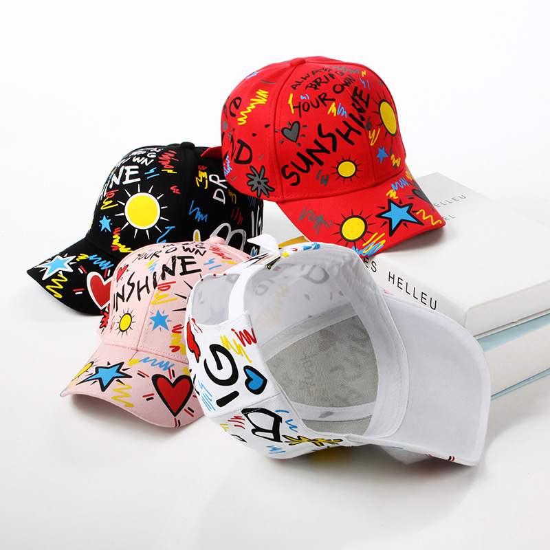 Factory ODM Colorful Graffiti Print Cotton Dad Hats Unisex for Street Travel Sun Protection