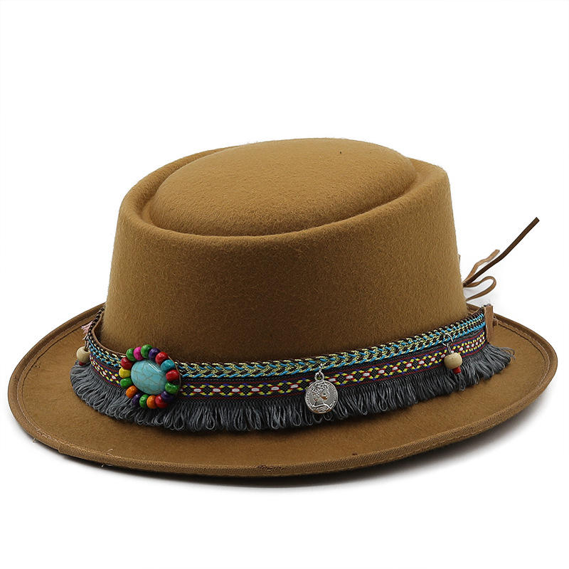 Bulk Custom Supplier pure wool black wide brim fedora hats for female holiday travel club daily activities