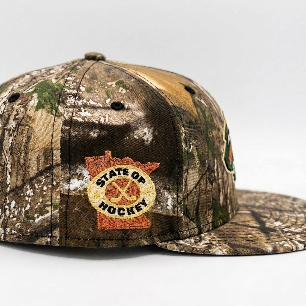Manufacturer Wholesale Hunting Camo Twill 6 Panel Flat Brim Fitted Snapback Hats Closed Back Custom Hockey Team Embroidery Unisex A Frame Caps