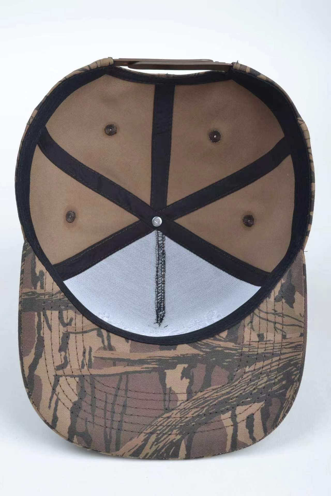 Wholesale Cotton Twill Tree Bark Camo Flat Bill Snapback Caps White 3D Embroidery for Outdoor Hunting Streetwear
