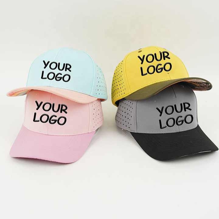 Custom embroidered logo many color 6 Panel Perforated golf hat waterproof sport cap baseball cap