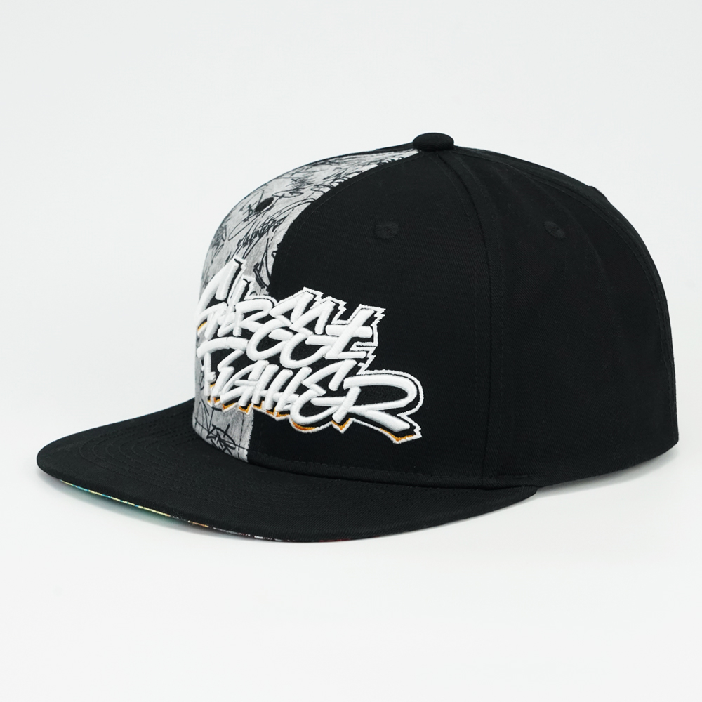 Wholesale Twill Two Tone Flat Bill Snapback Caps 3D Embroidery Colorful Graffiti Inner Brim for Men Hip Hop Streetwear