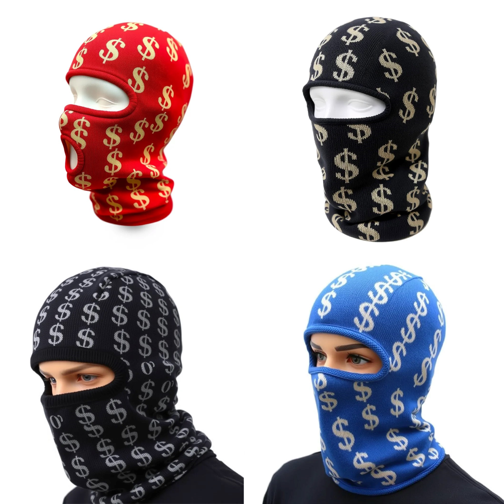 Custom Logo 1 Hole Balaclava with Full Print Jacquard Design High Quality Acrylic Unisex Winter Ski Mask Hip Hop Style Low MOQ OEM