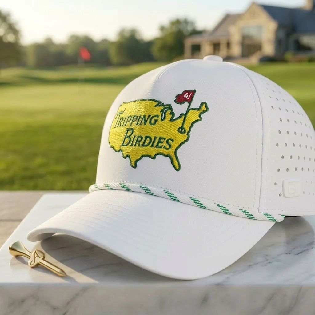 Factory ODM Waterproof Breathable Drilled Golf Rope Hats Custom Birdie Embroidery For Summer Golf Sun Protection