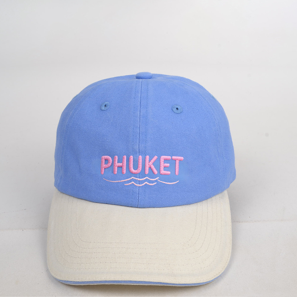 Wholesale Custom Phuket Embroidered Baseball Caps | OEM ODM Two Tone Cotton Dad Hats | Factory Price Bulk Unisex Travel Sun Caps