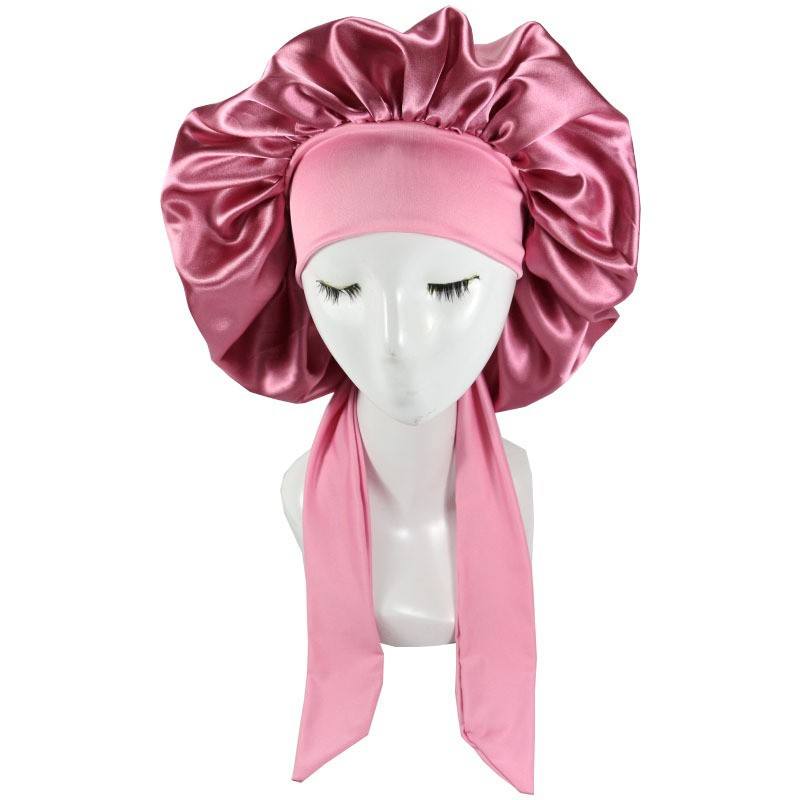 Women’s Silk Satin Hair Wrap | Large Long Braid Sleeping Bonnet with Custom Logo