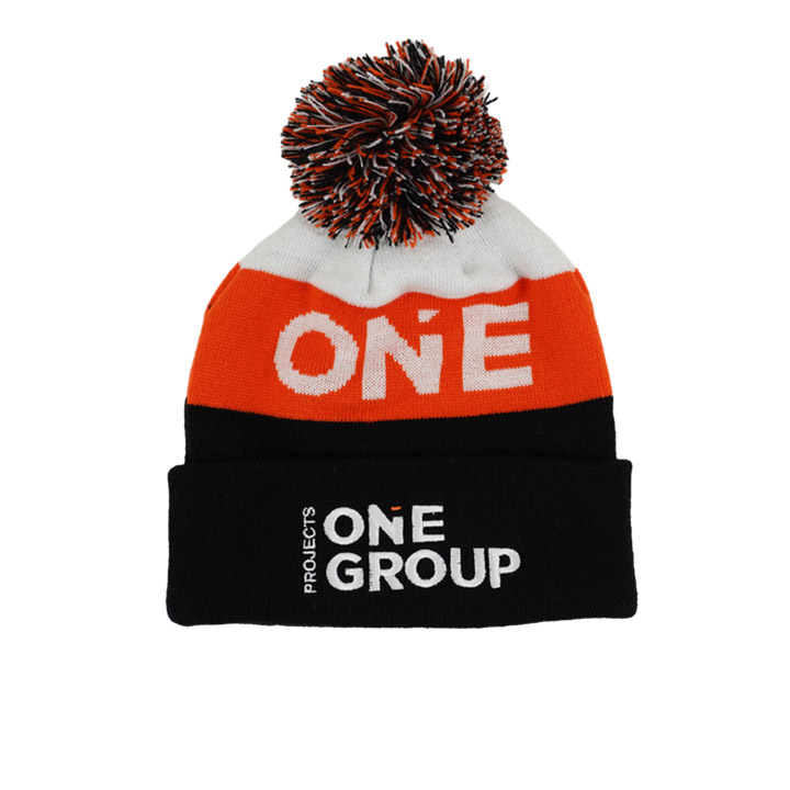 Pom Pom Hat Custom Thickened Cold-Proof Wool Hat With Fur Ball Embroidery Logo Warm Knitted Hat