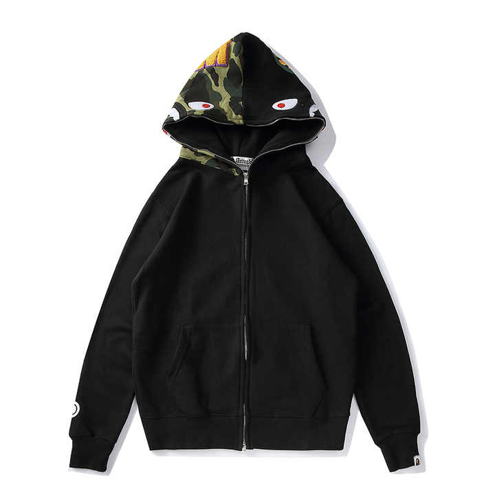 Wholesale Street Wear Oversized Full Zip Up Full Face Hoodie 100% Cotton OEM Embroidery Hoodie