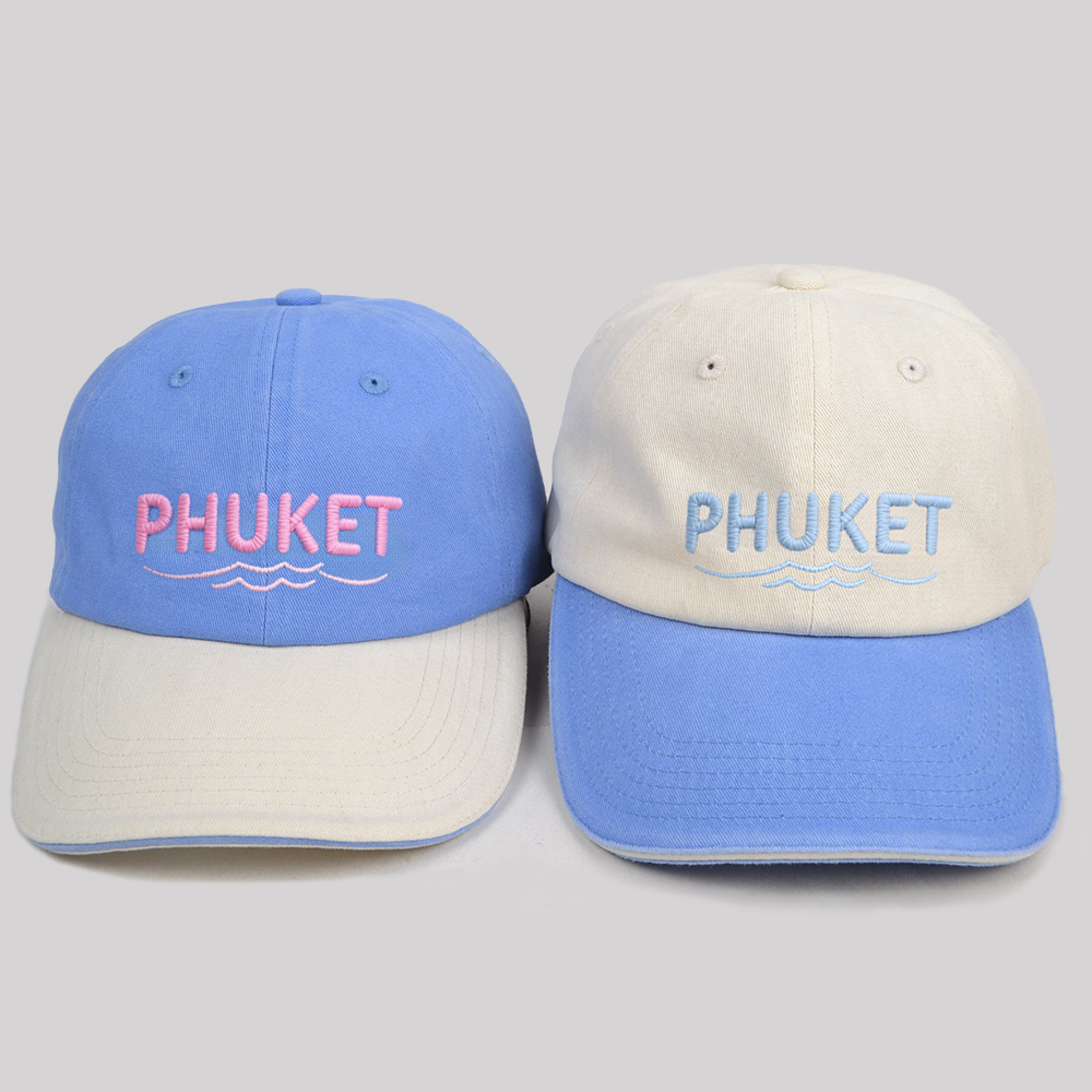 Wholesale Custom Phuket Embroidered Baseball Caps | OEM ODM Two Tone Cotton Dad Hats | Factory Price Bulk Unisex Travel Sun Caps
