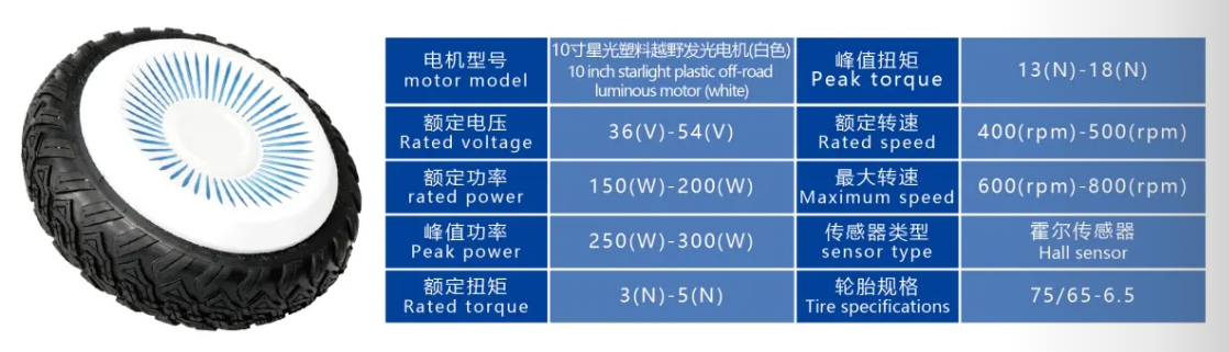 10寸星光塑料越野发光电机(白色)
