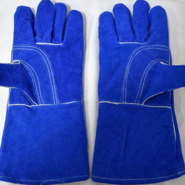 Blue welding gloves