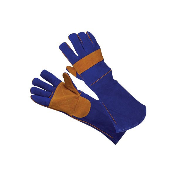 Blue welding gloves