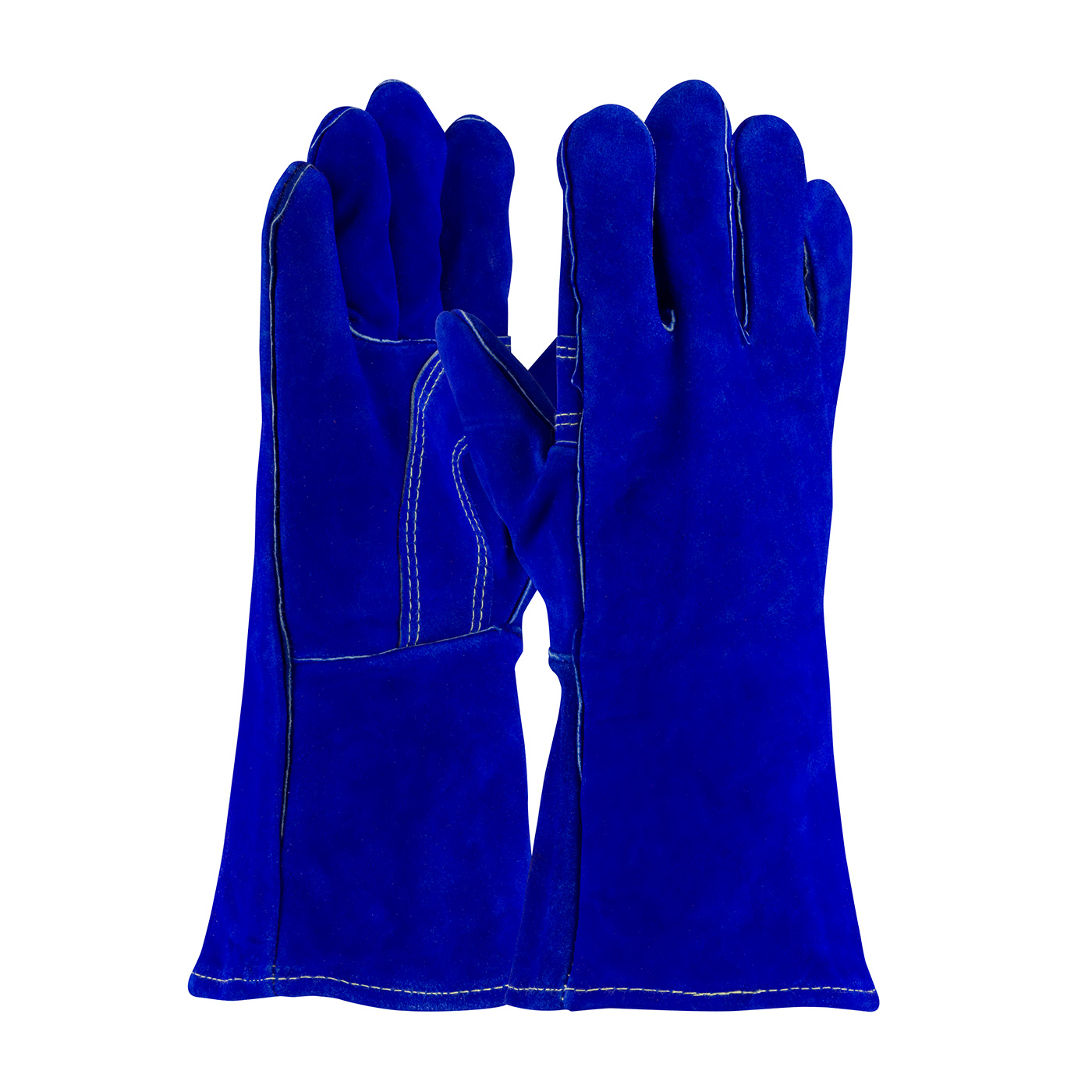 Blue welding gloves