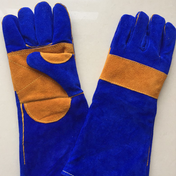 Blue welding gloves