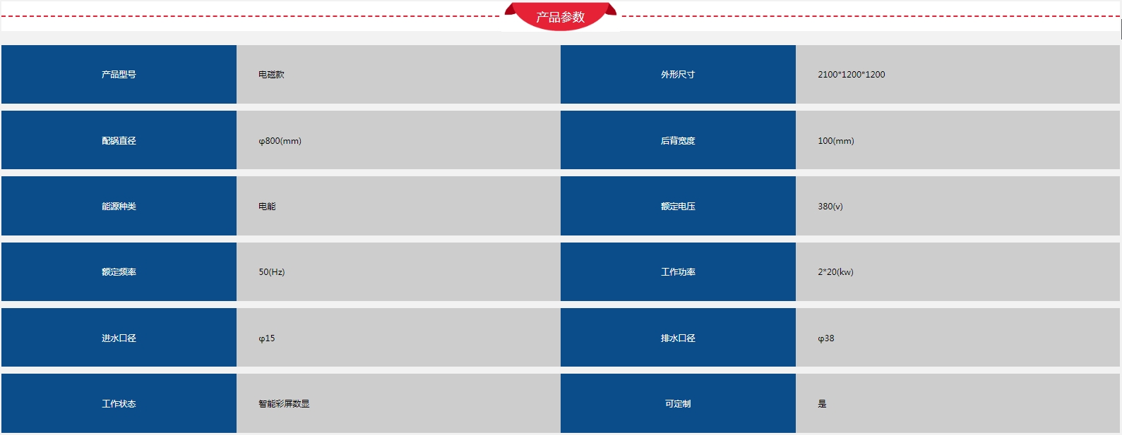 电磁φ800双眼大锅灶