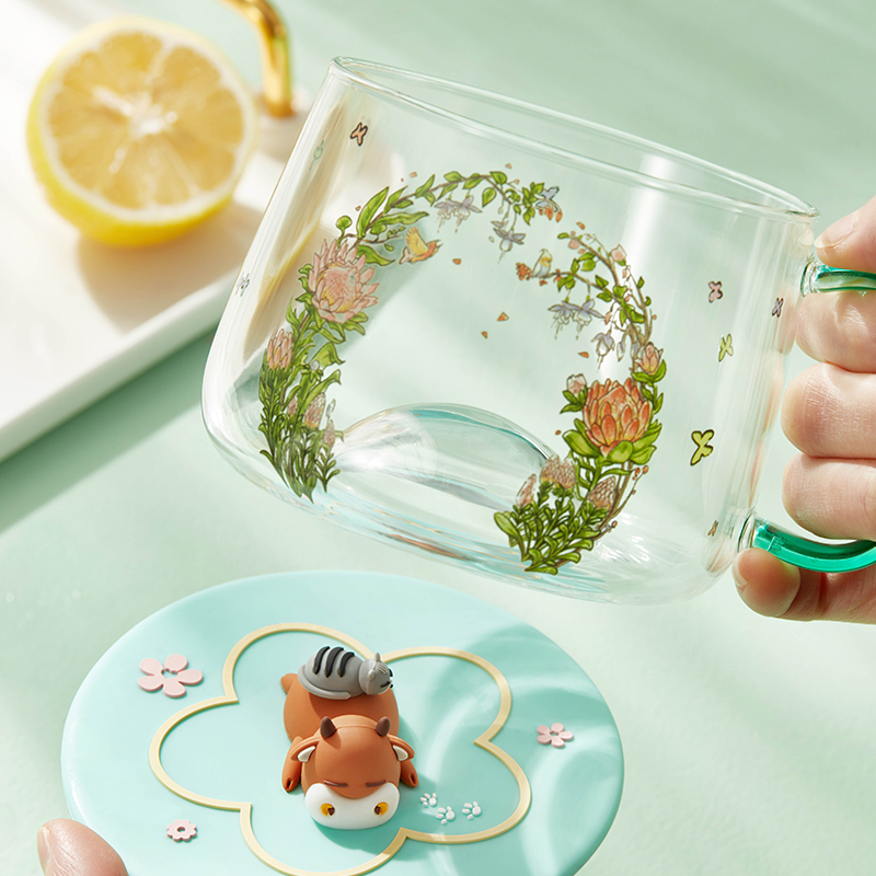 花花萌趣玻璃杯