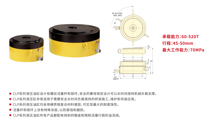 CLP系列单作用超薄型螺母锁定液压油缸 (2)