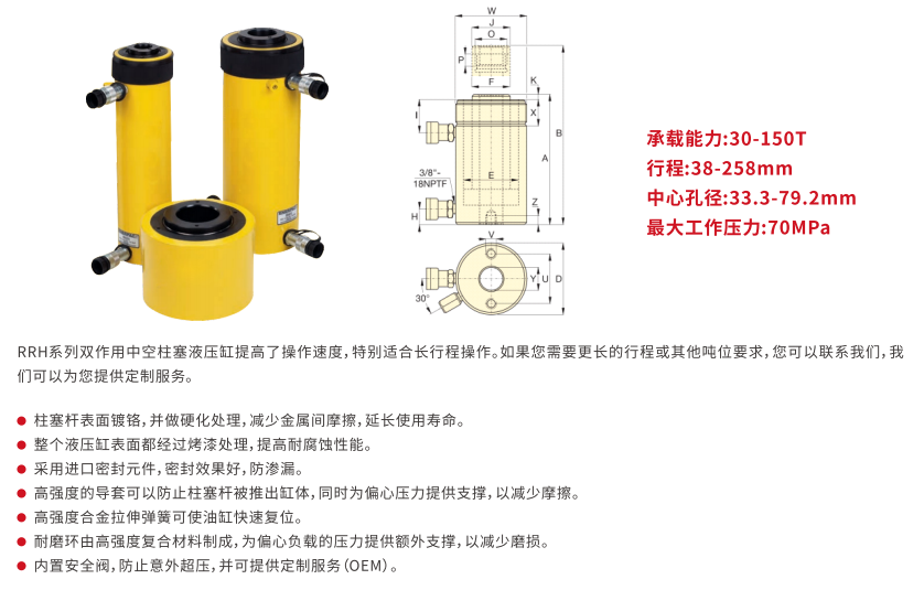 RRH系列双作用中空柱塞液压油缸 (2)