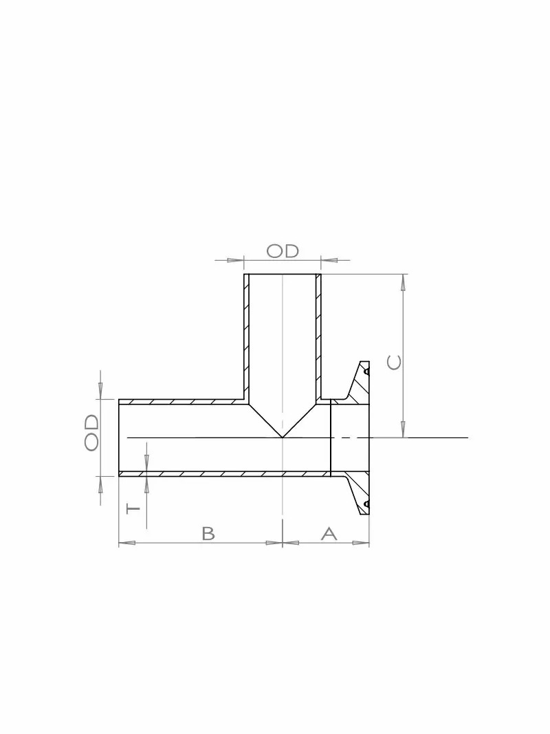 Hygienic MechanicalJoint：Short-Outlet Run Tee