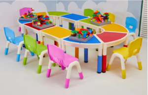 Plastic desks and chairs for children ($35)a set