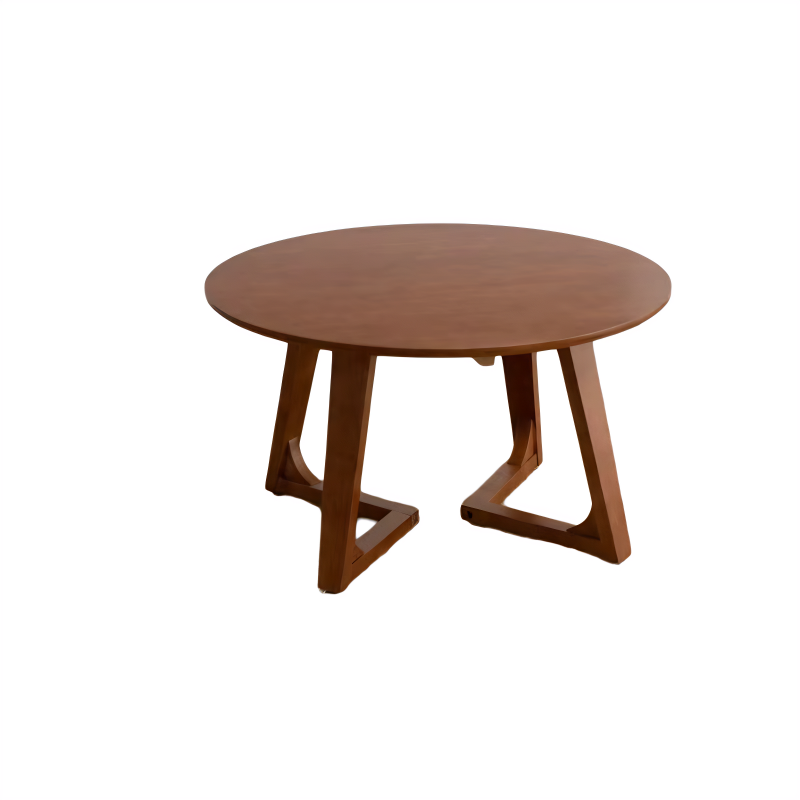 实木高低圆茶几