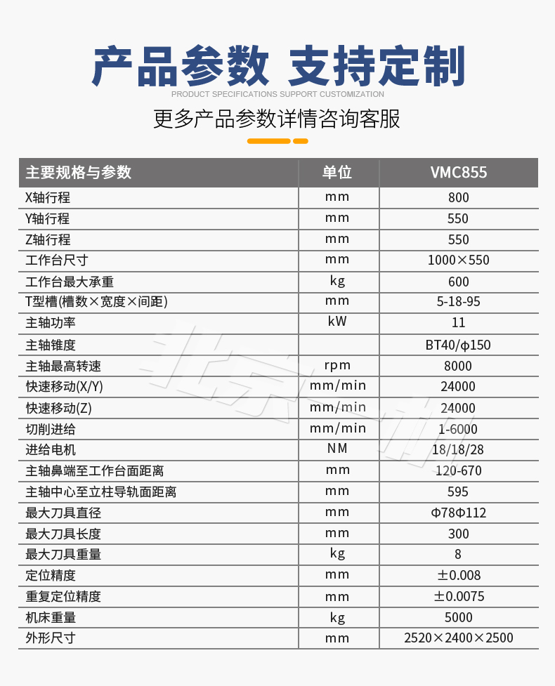 北一855立式加工中心参数