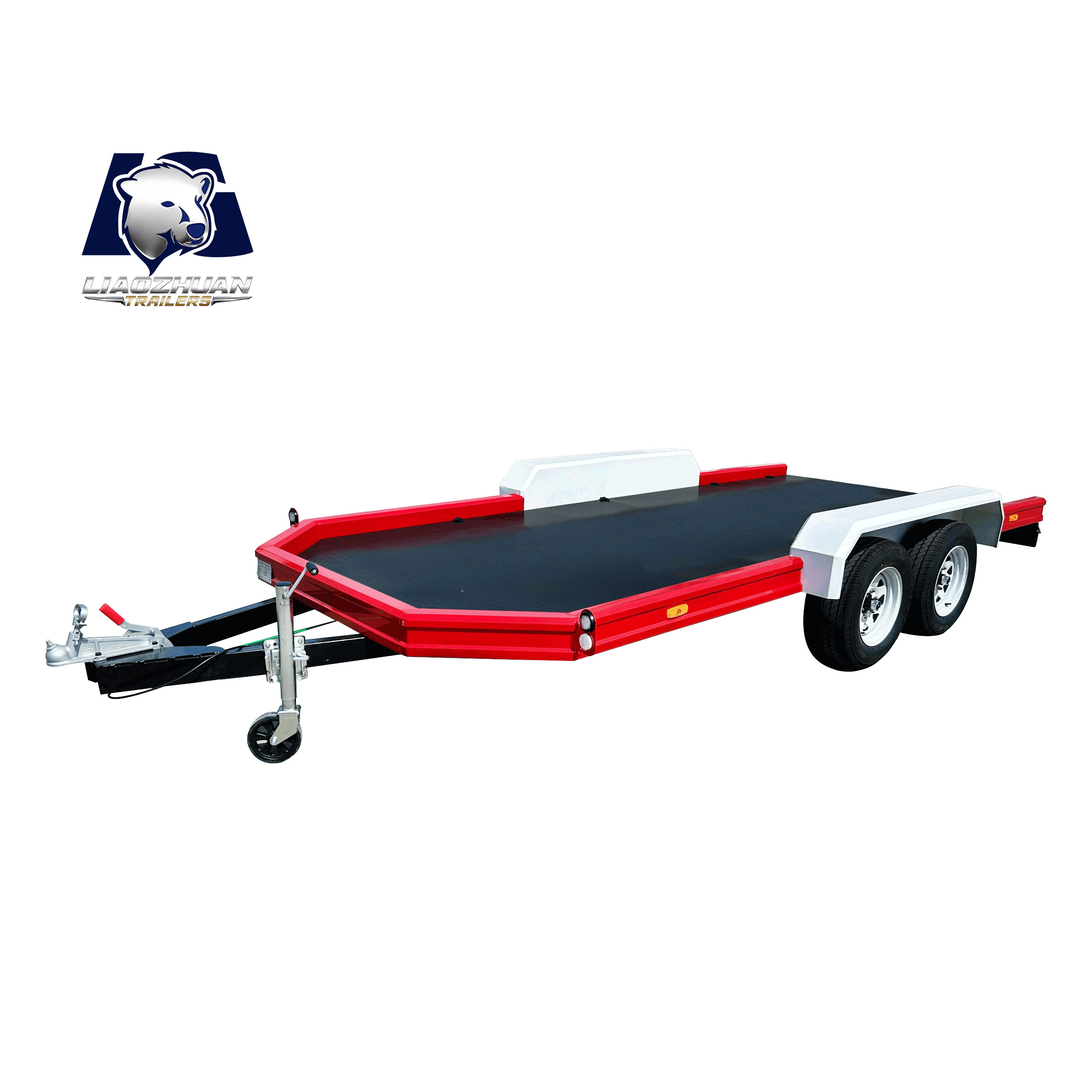 Red flatbed trailer