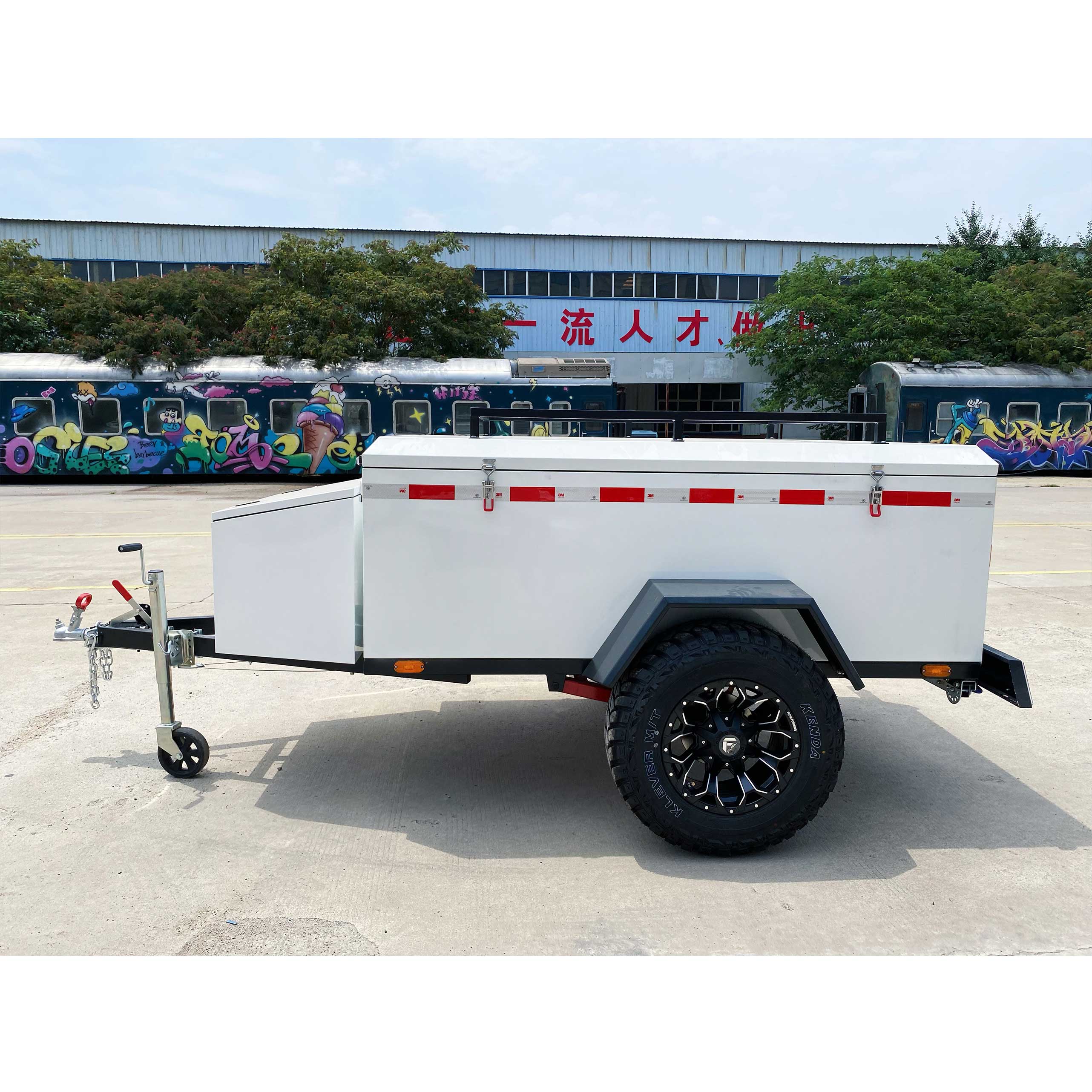 White camping trailer