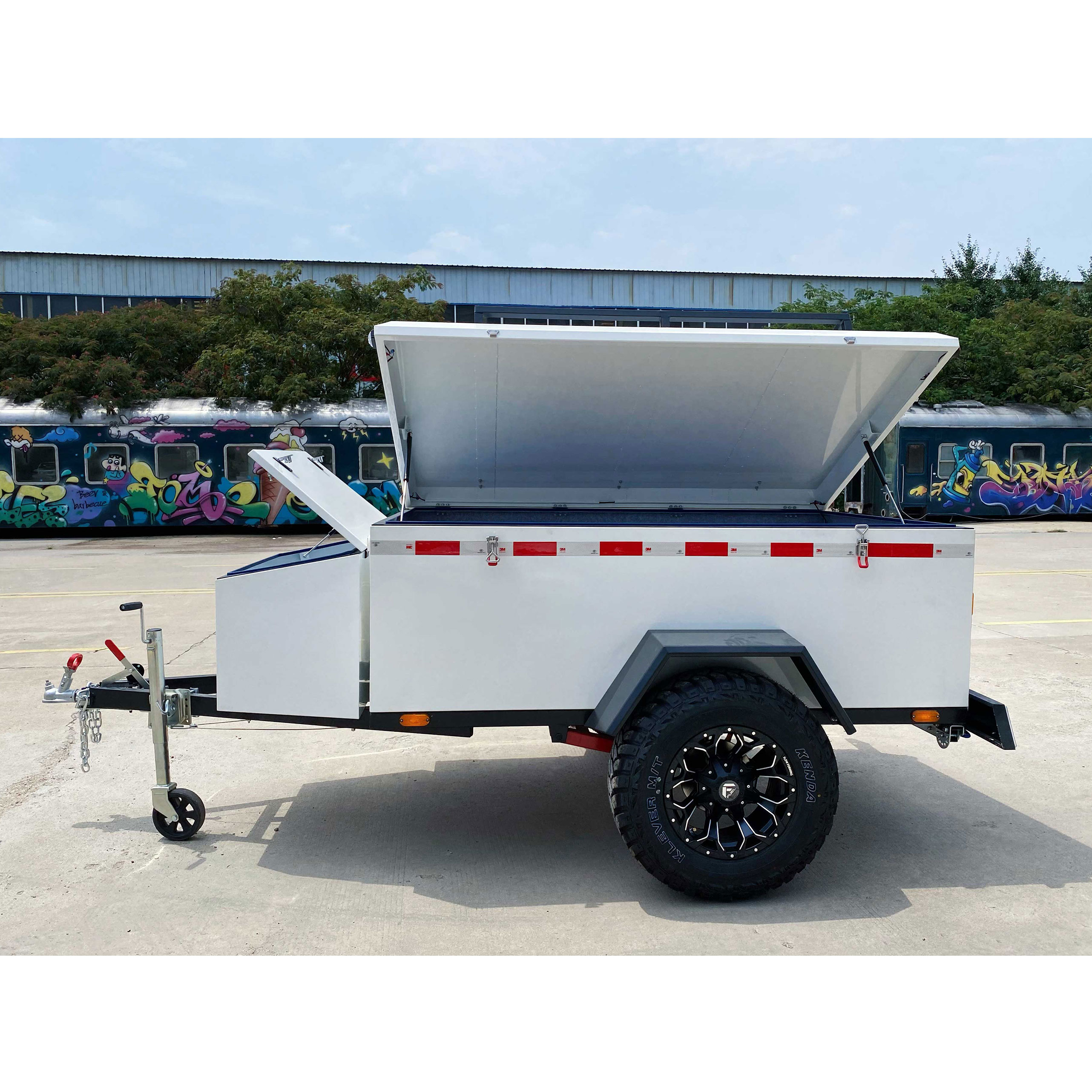 White camping trailer