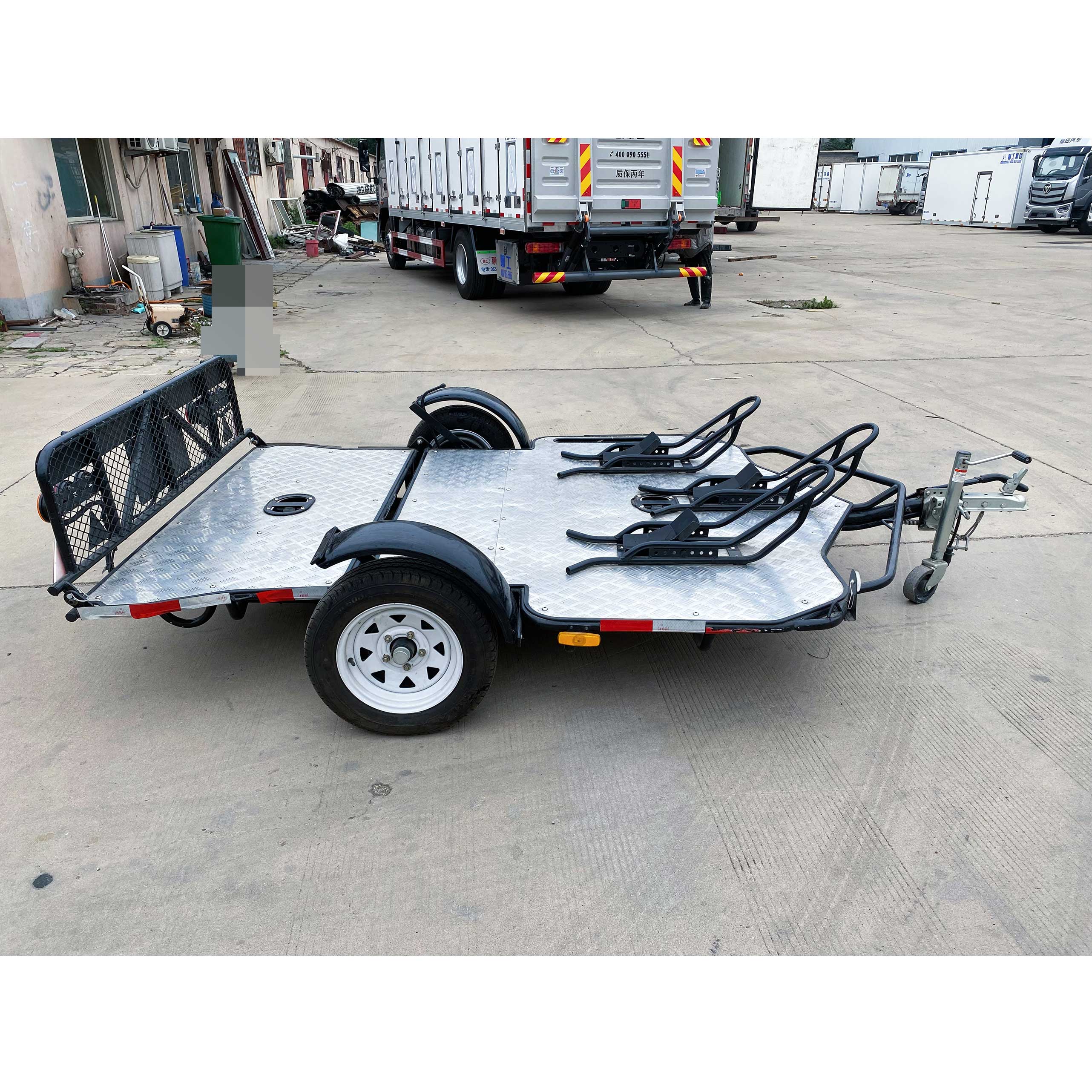 Double hydraulic trailer motorcycle trailer