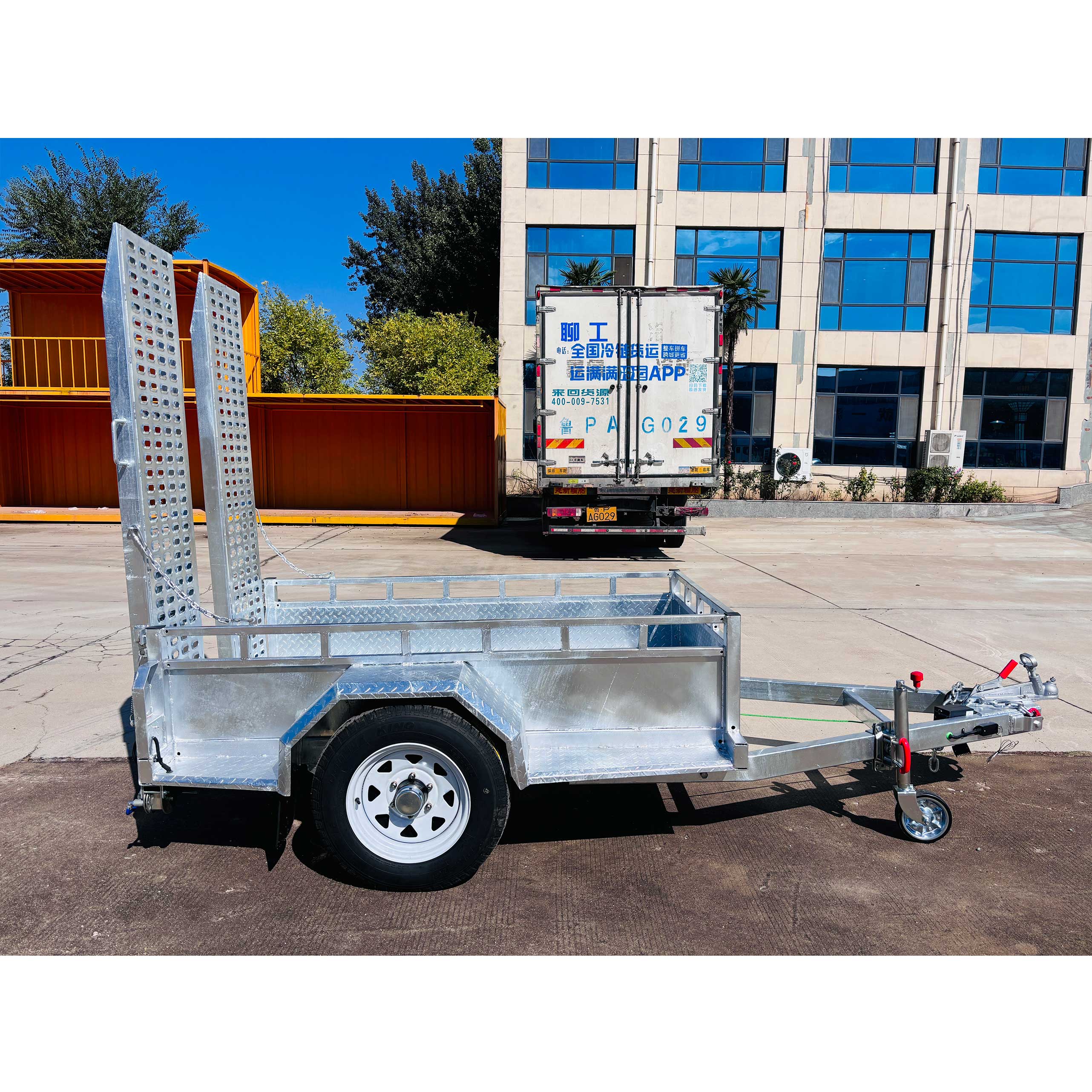 Single-axis scissor-type lifting trailer