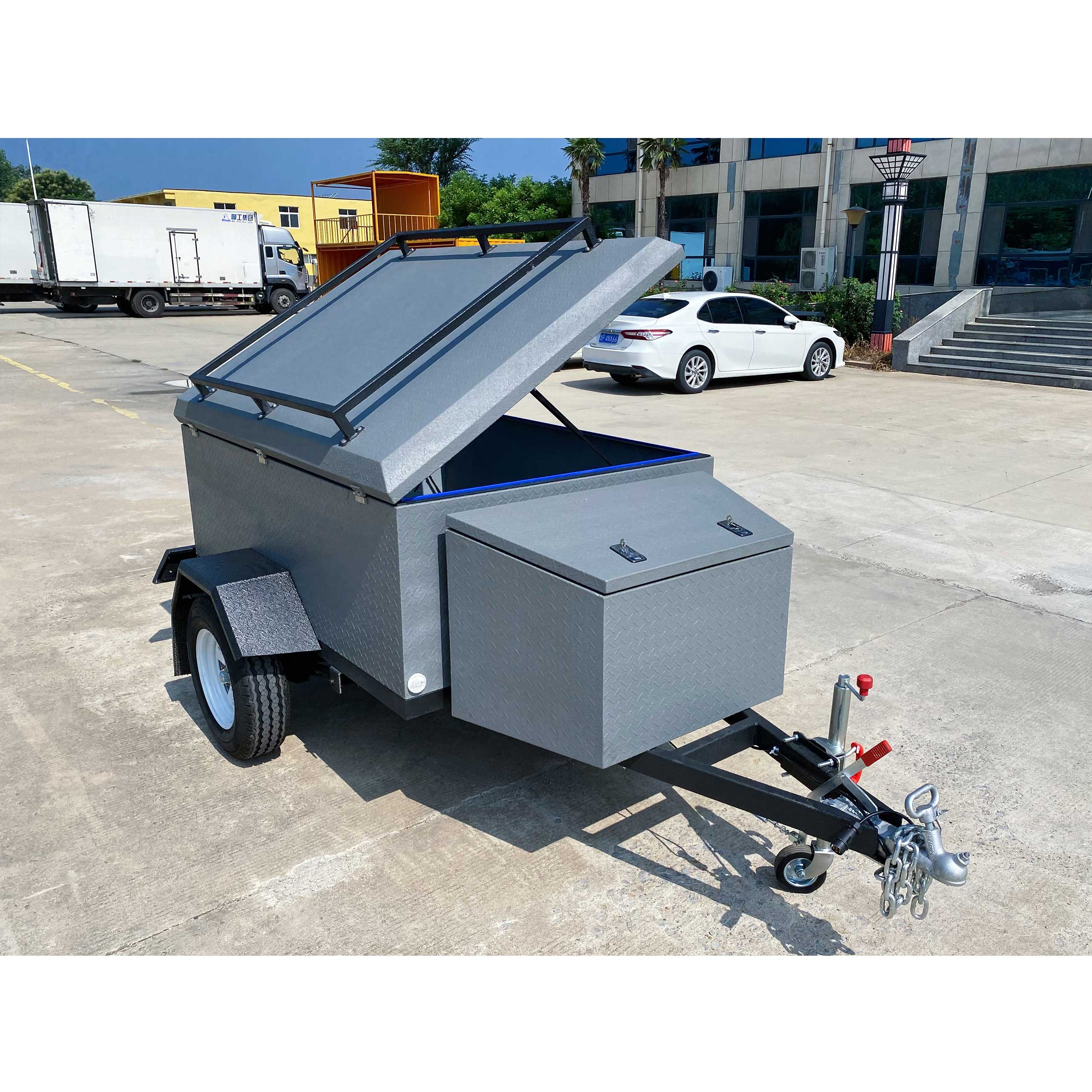 Grey camping trailer