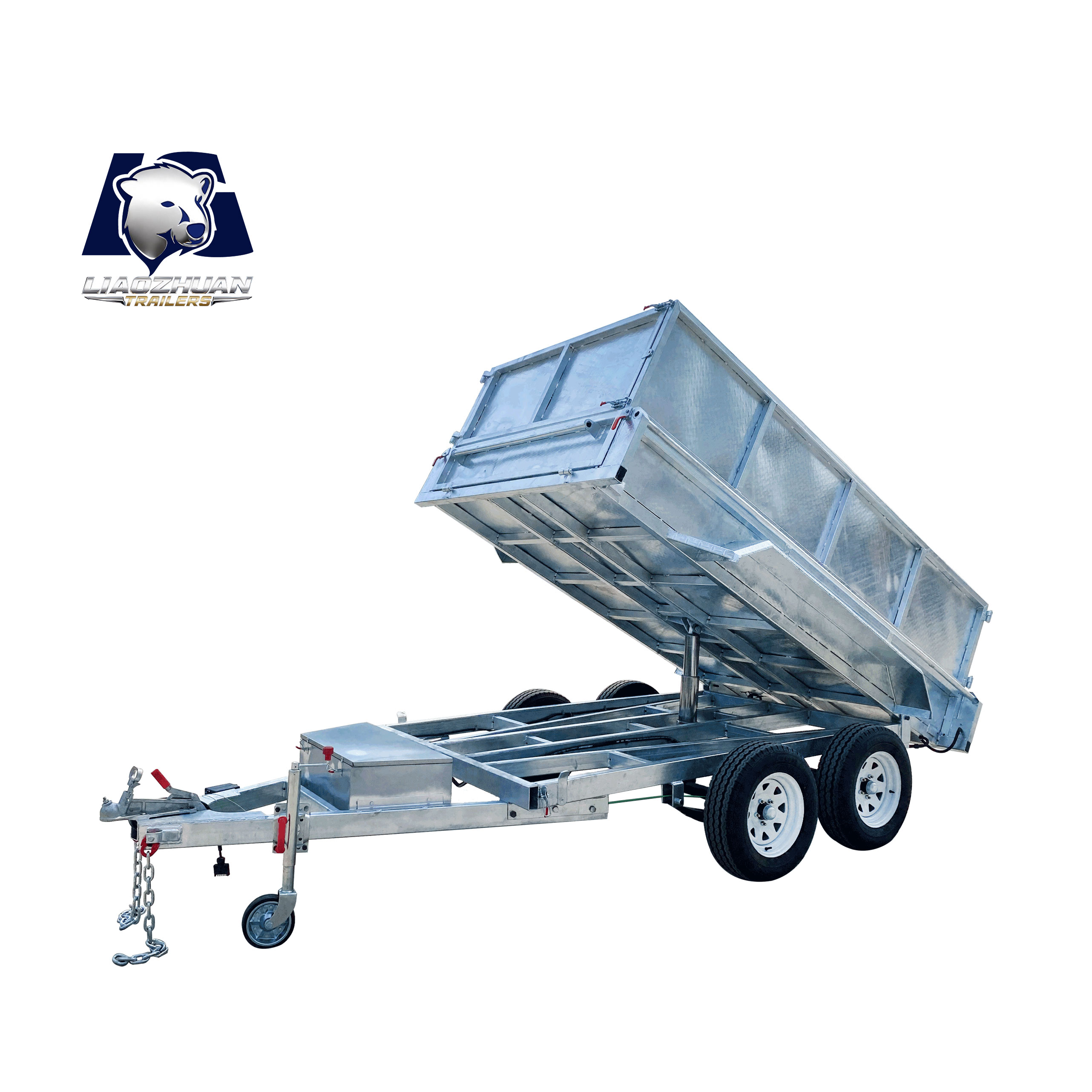 Double-box type self-unloading hydraulic agricultural trailer