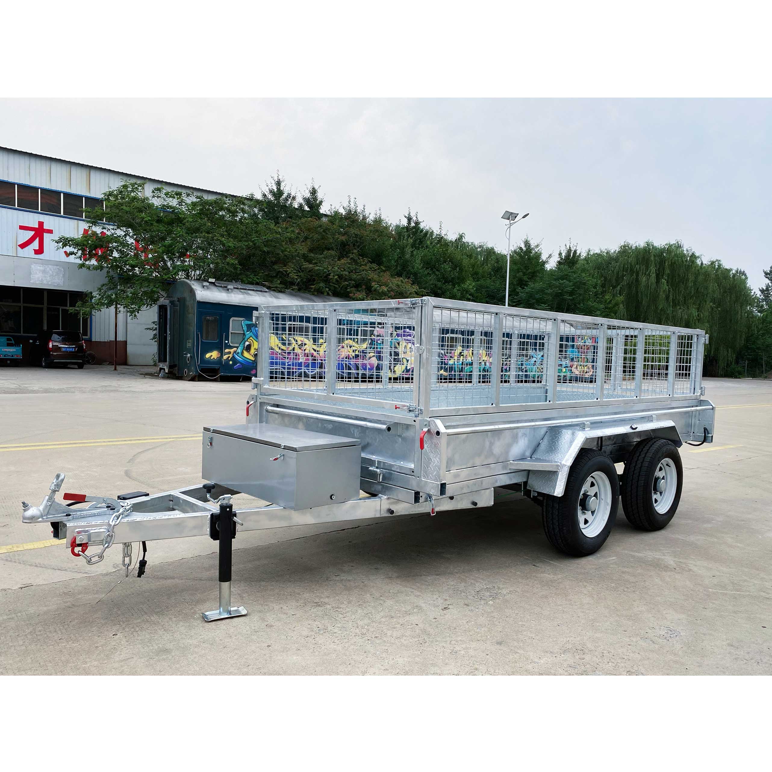 Double-axis hot-dip galvanized dump cage trailer